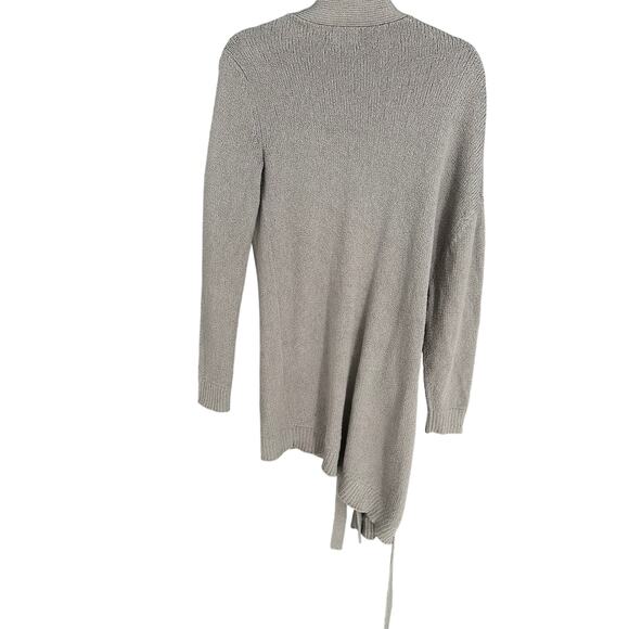 TSE Gray Knit Wrap Dress Long Sleeve Knee Length V-Neck Winter Office Workwear S - Picture 2 of 8